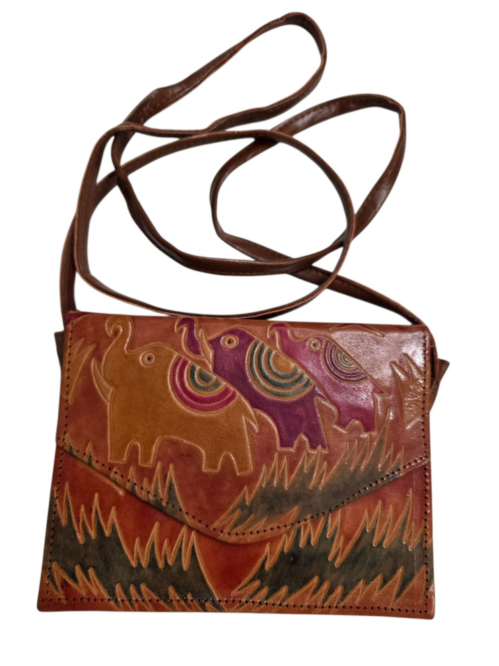 Women's Unbranded Leather Elephant Crossbody Bag One Size Brown Purple